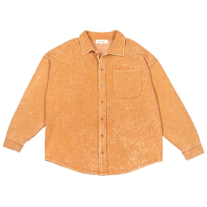 Acid Wash Shacket - Chestnut