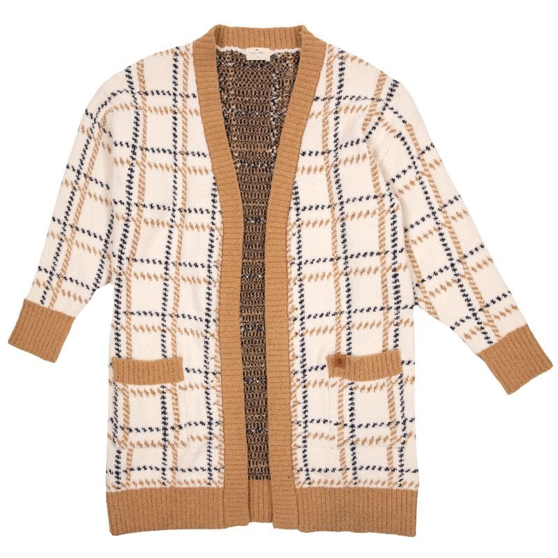 Simply Cozy Cardigan - Brown Plaid