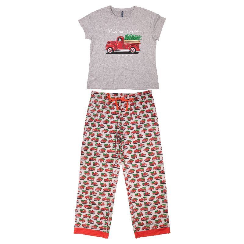 "Rocking Around" Christmas Red Truck Pajama Set