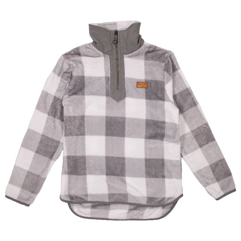 Y-Neck Pullover - Plaid Grey