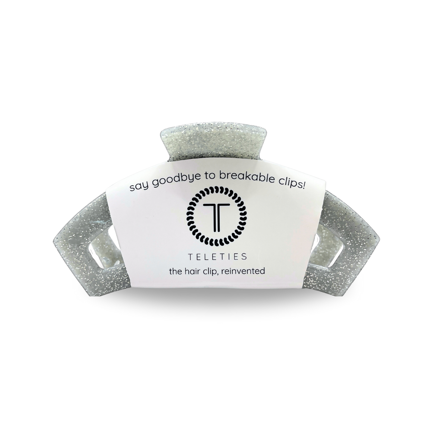 Open Silver Glitter Medium Hair Clip