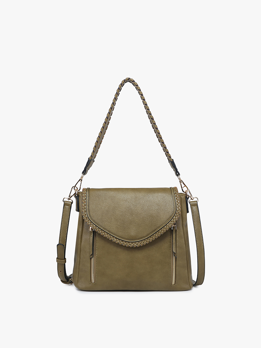 Lorelei Double Zip Whipstitch Trim Crossbody