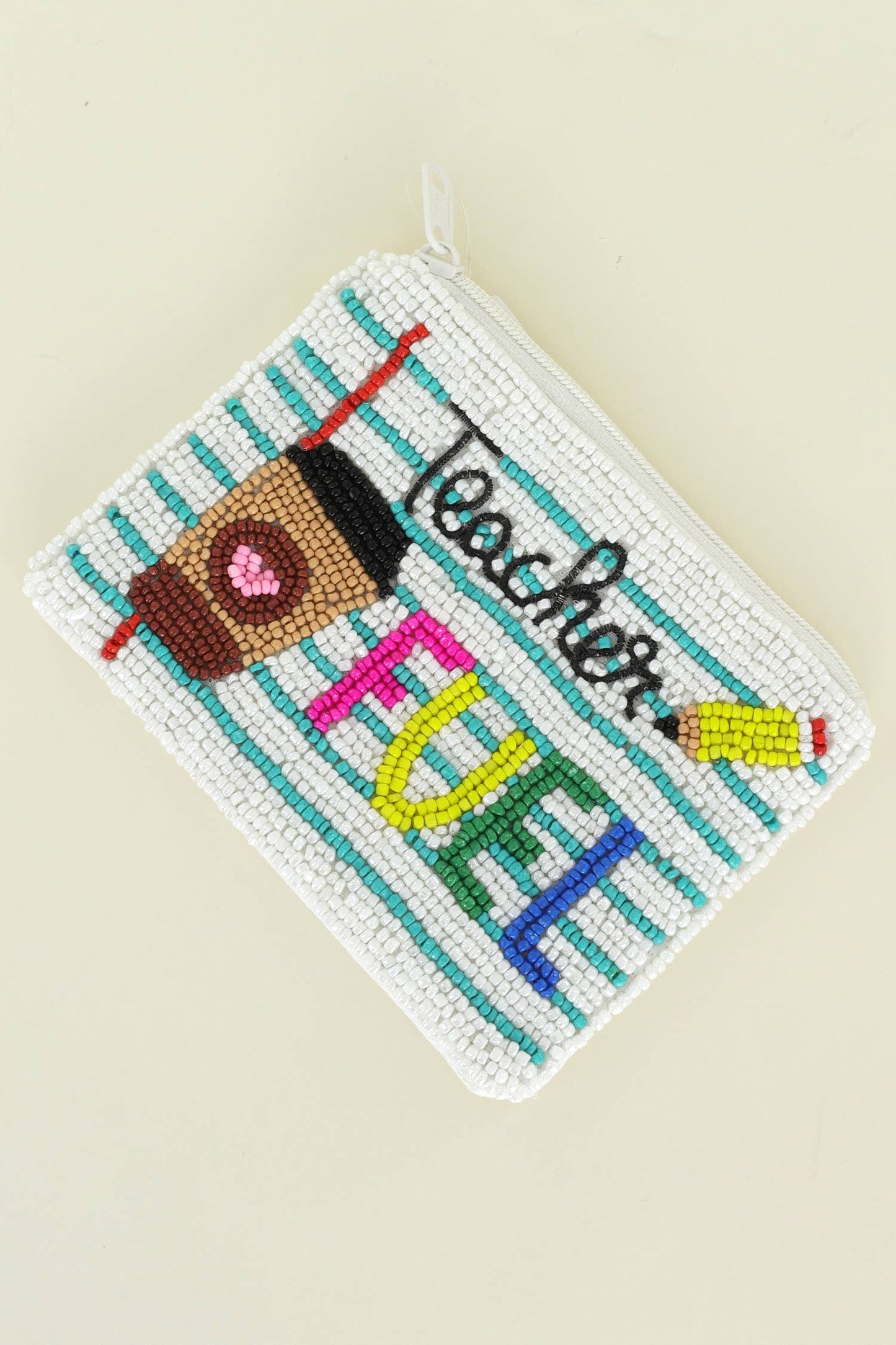 "Teacher Fuel" Coffee & Pencil Beaded Coin Purse