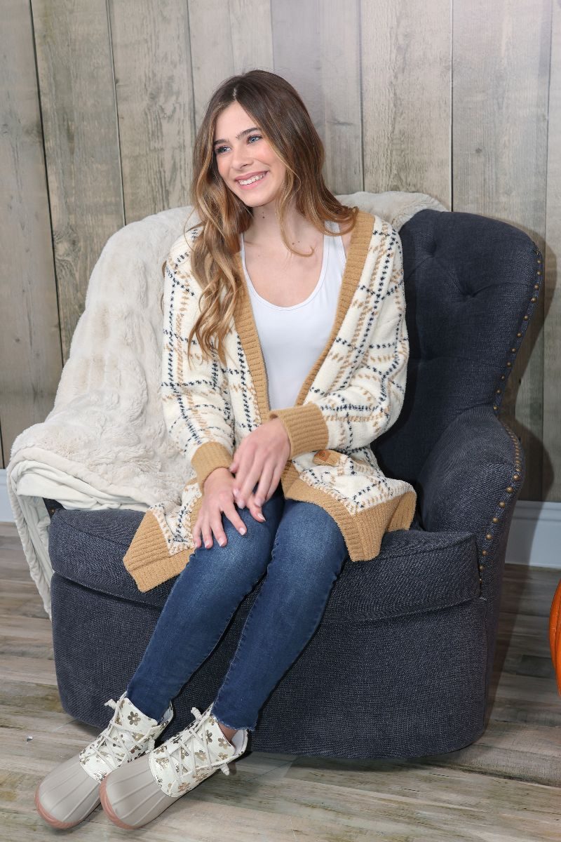 Simply Cozy Cardigan - Brown Plaid