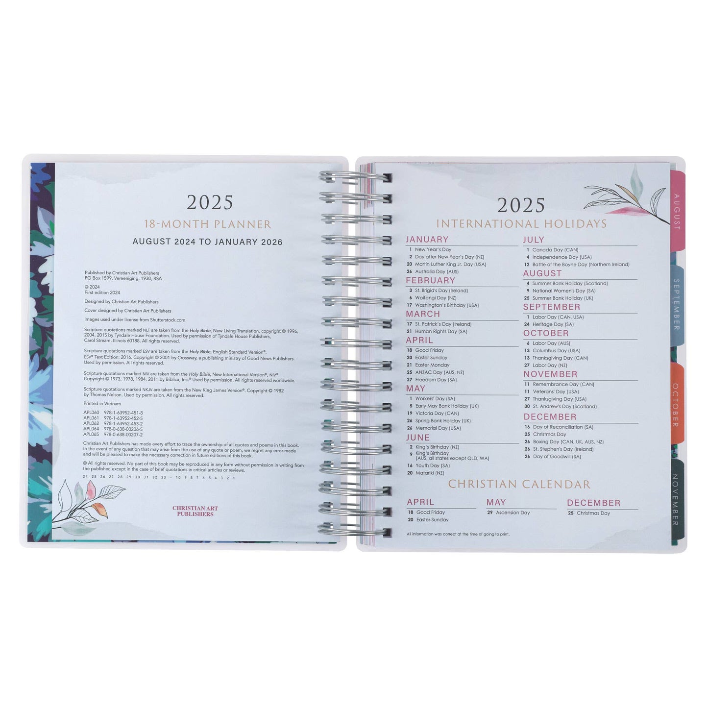2025 Wire 18 Month Planner Strength & Dignity Prov. 31:25