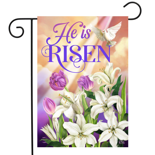 He Is Risen Lilies Garden Flag