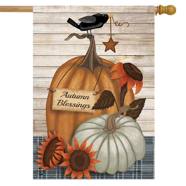 Rustic Autumn Blessings House Flag