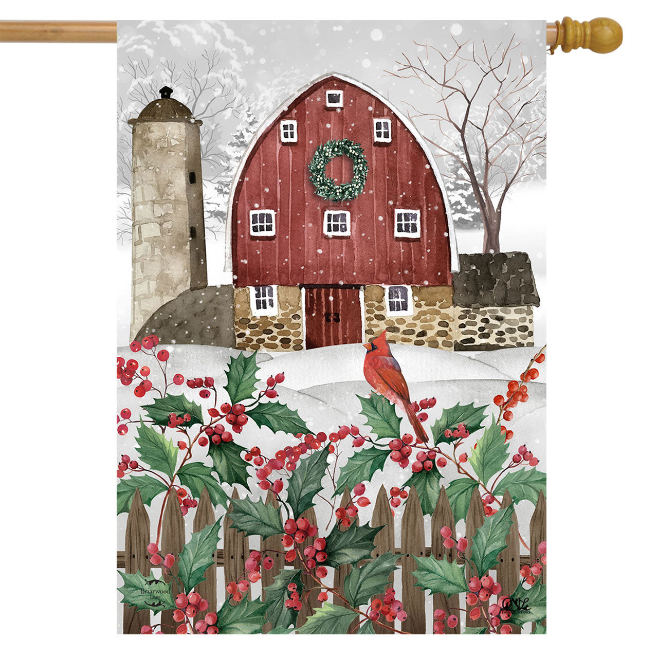 Barn in Snow House Flag
