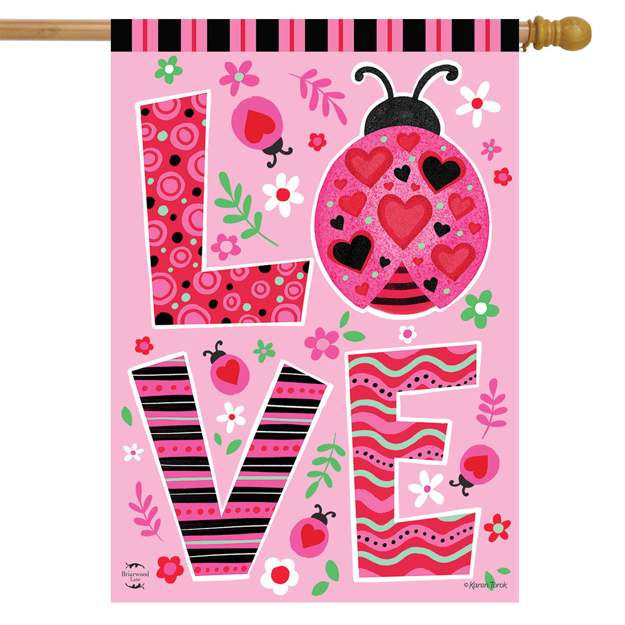 Ladybug Love House Flag