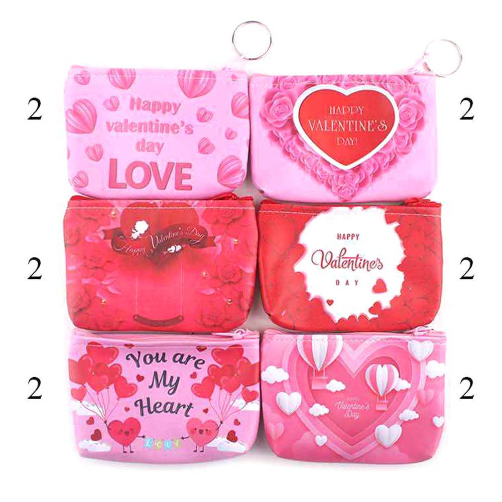 12PCS - Valentine Image Printed Mini Pouch Bags / Keychains