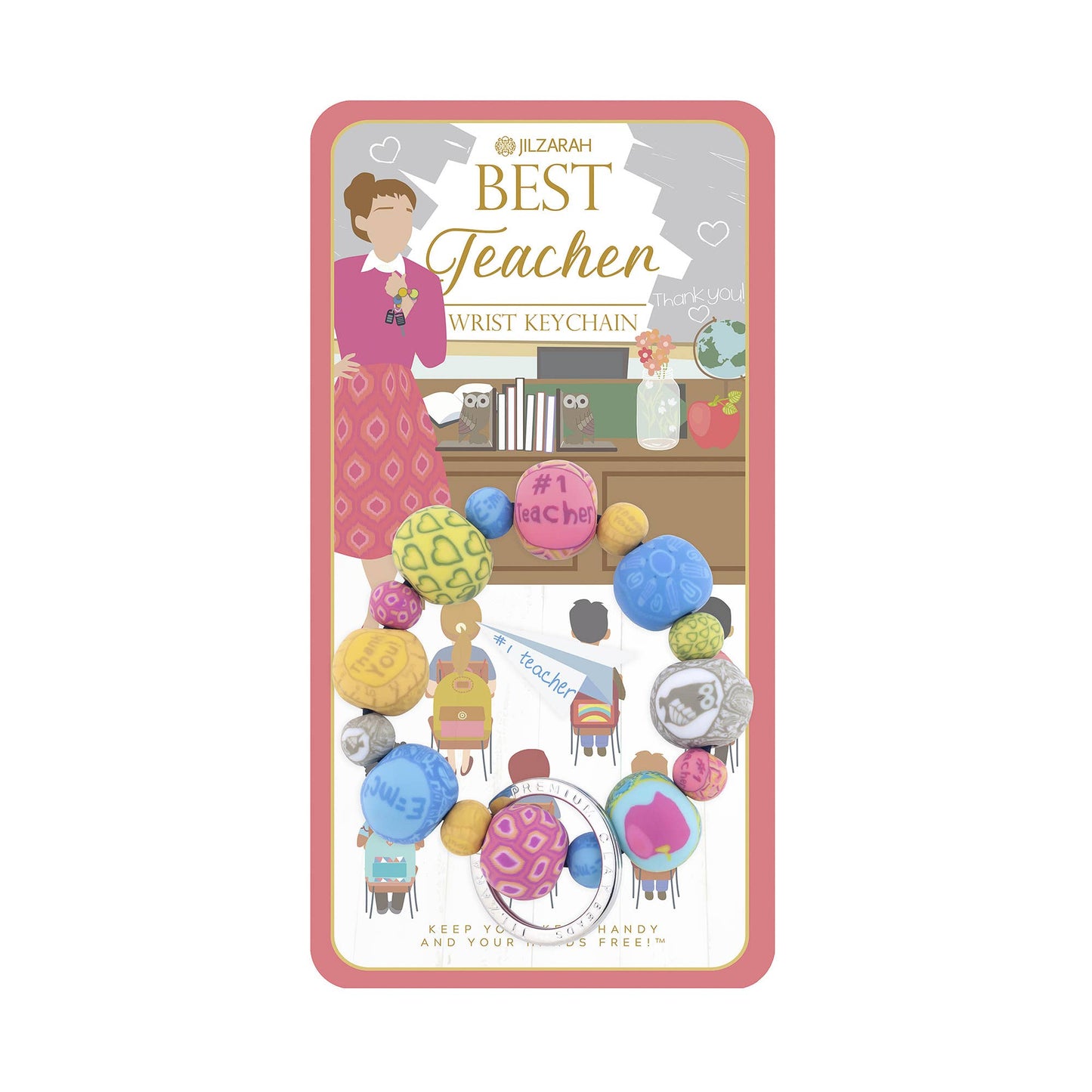 Best Teacher Carded Wrist Keychain