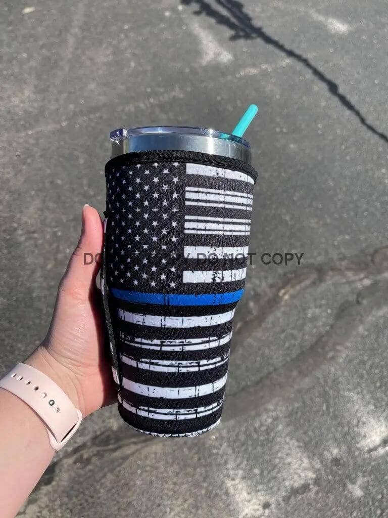 20 OZ Blue Line Insulated Cup Cozy Sleeve