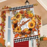 Welcome Fall Wreath House Flag