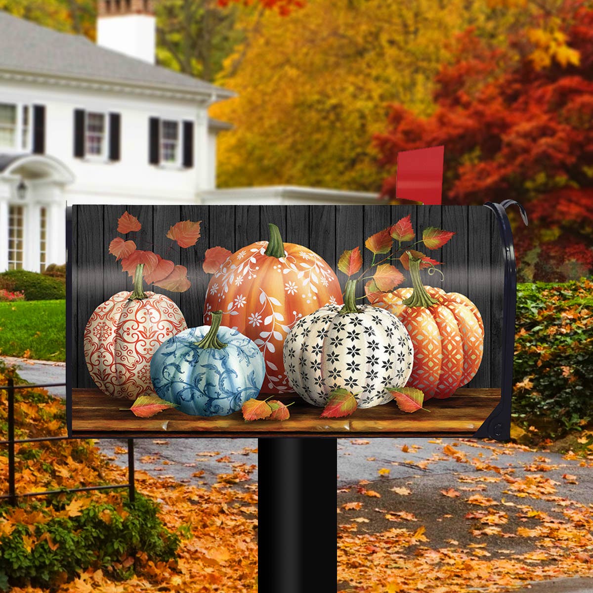 Elegant Pumpkins Fall Mailbox Cover - Standard Size -