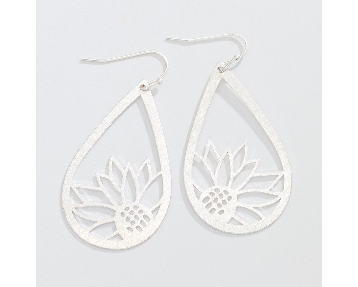 Silver Sunflower Cut Out Earrings