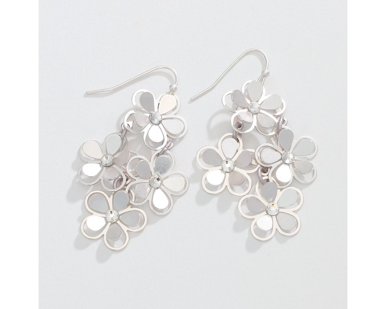 Matte Silver Flowers Earrings