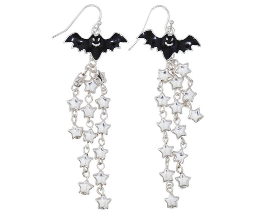 Bats with Silver Star Dangles Earrings
