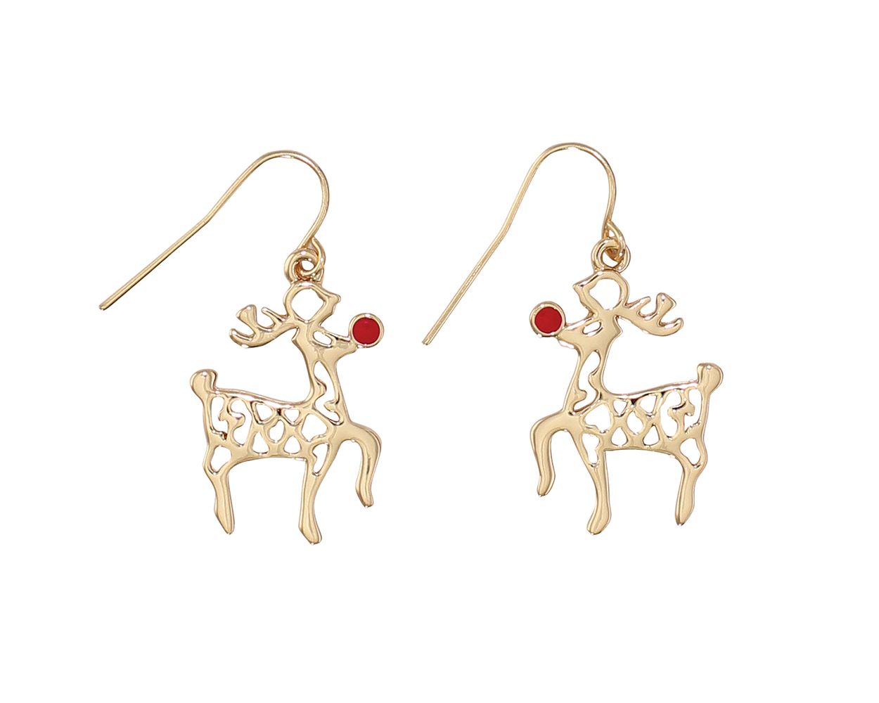 Bright Gold Rudolph Earrings