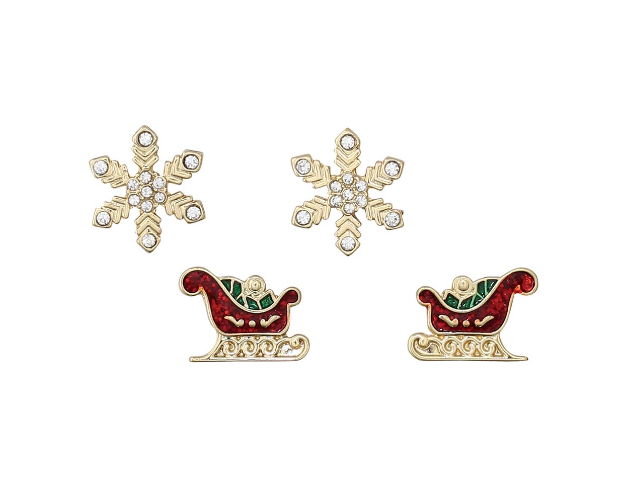 Crystal Snowflakes and Sleighs Earrings