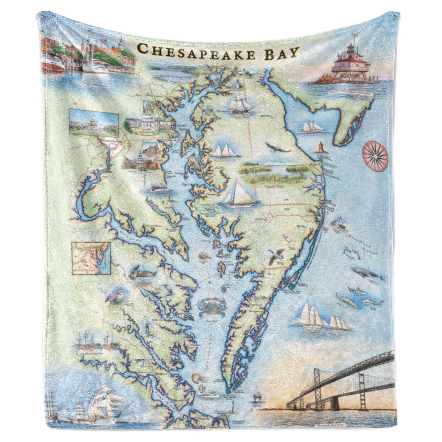 Chesapeake Bay Map Fleece Blanket