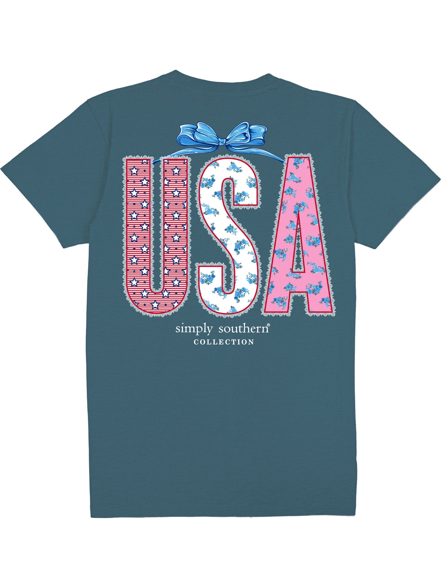 USA Lace and Flowers Short Sleeve