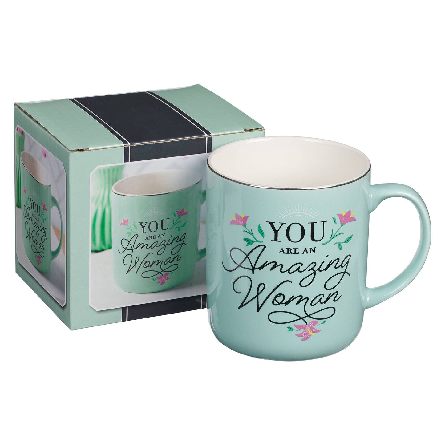 Mug Teal/White You Are an Amazing Woman