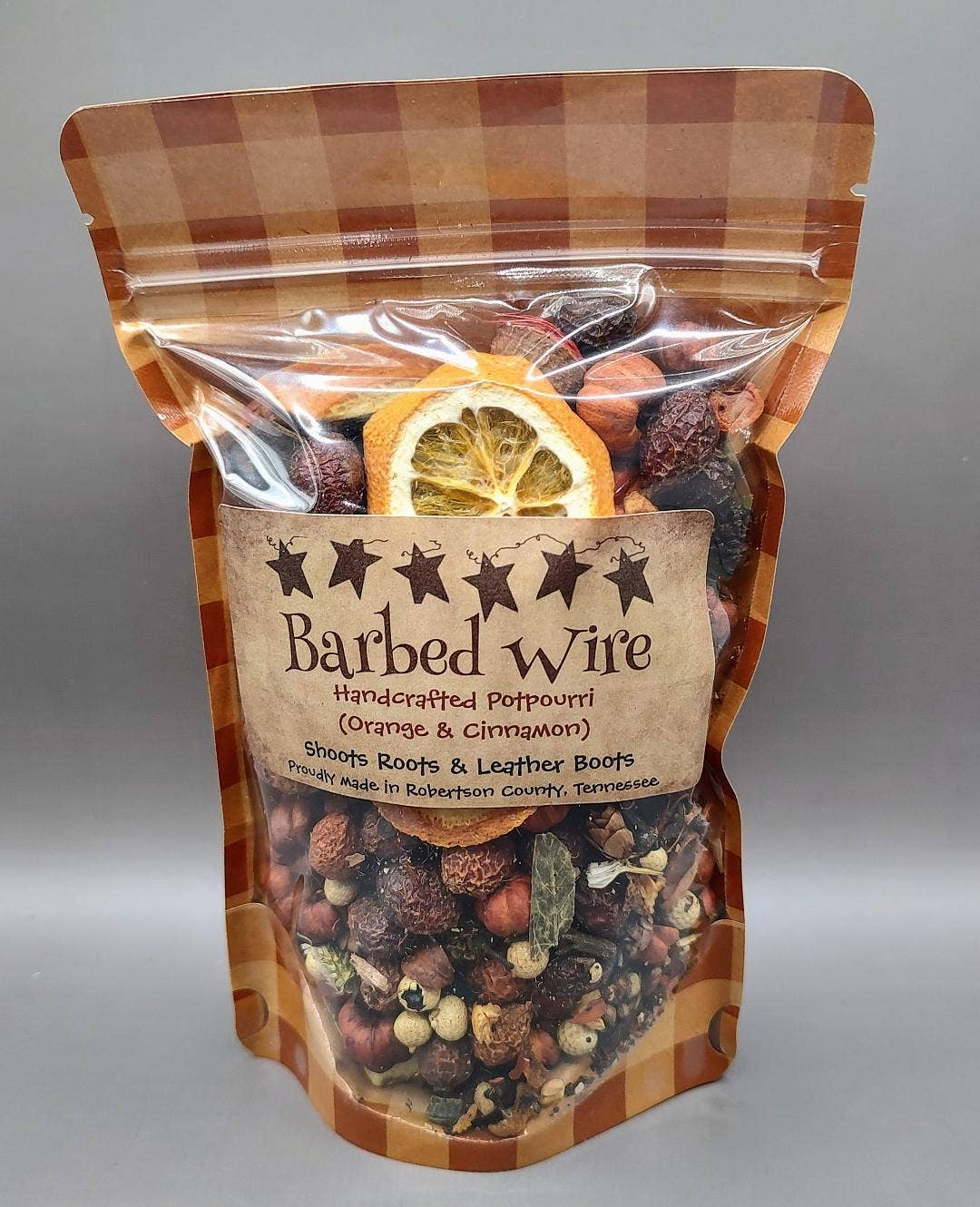 Barbed Wire (Orange & Cinnamon) Handcrafted Potpourri: 2 Cups