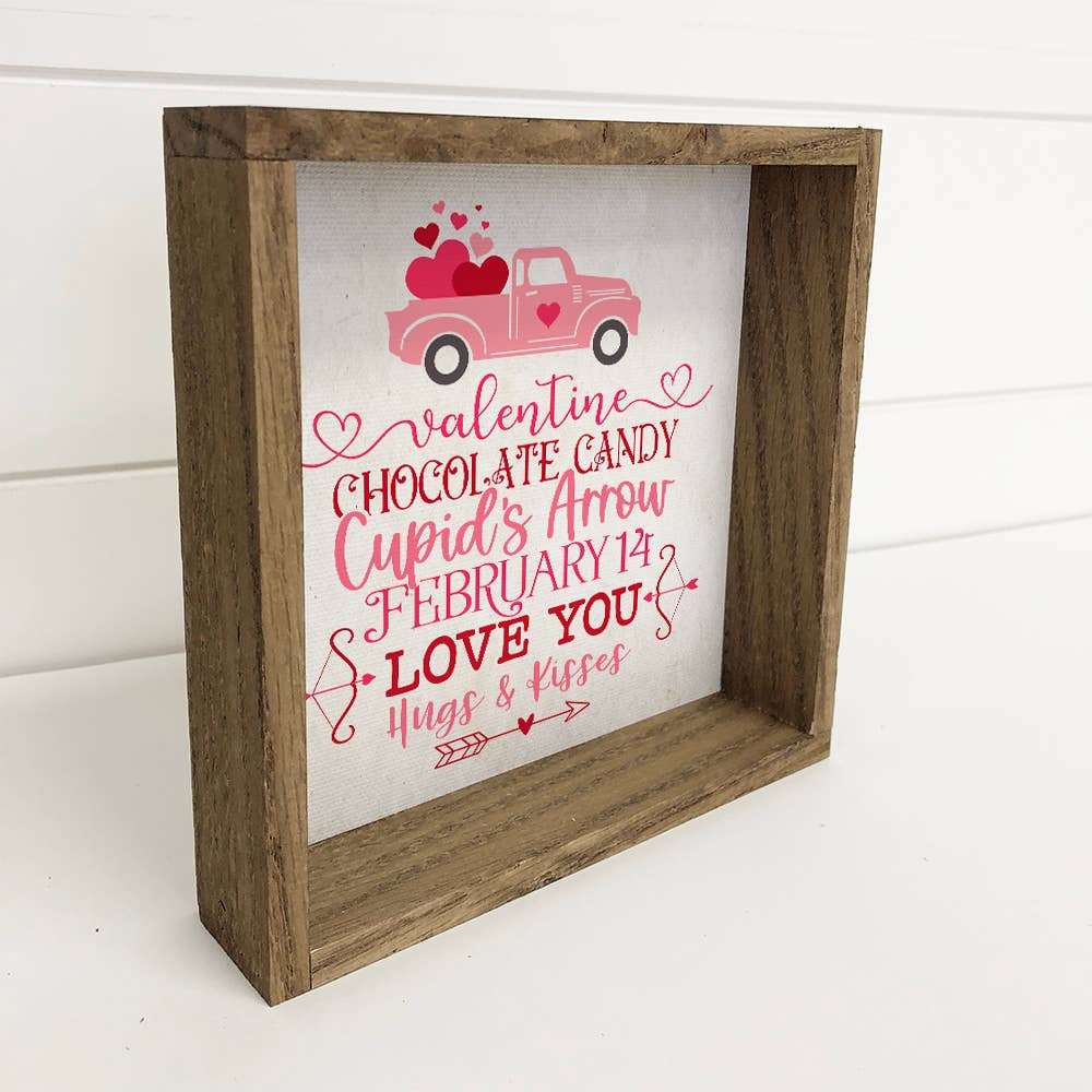 Cute Valentine's Things List Truck 6x6" Wood Framed Sign