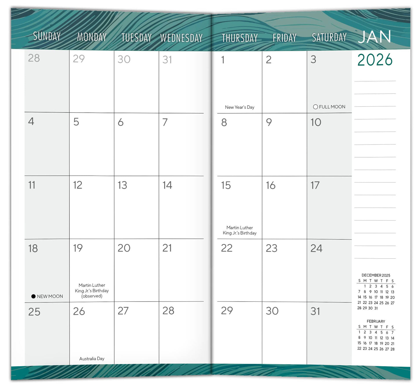 2025 Ocean Swell Two-Year-Plus Pocket Planner: Lay-Flat Binding / Weekly / English