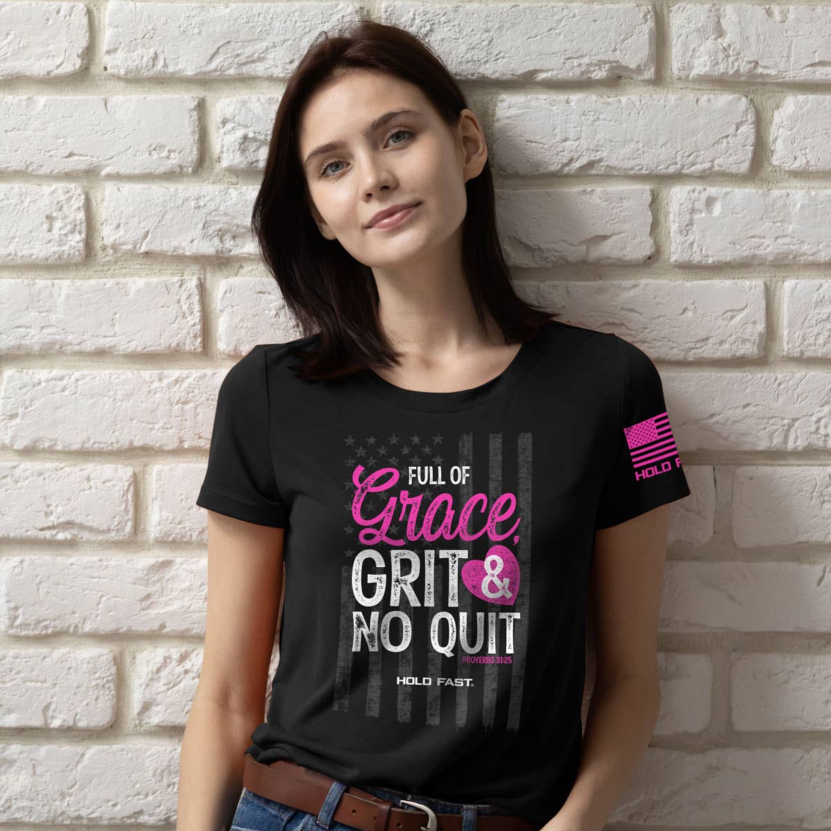 HOLD FAST Womens T-Shirt Grace & Grit: Black