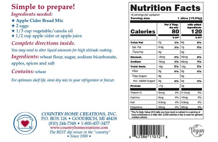 Apple Cider Bread Mix