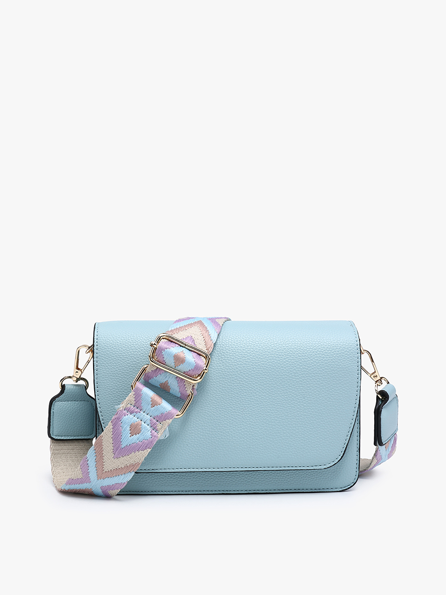 M2278 Noah Flapover Crossbody w/ Guitar Strap: Seafoam