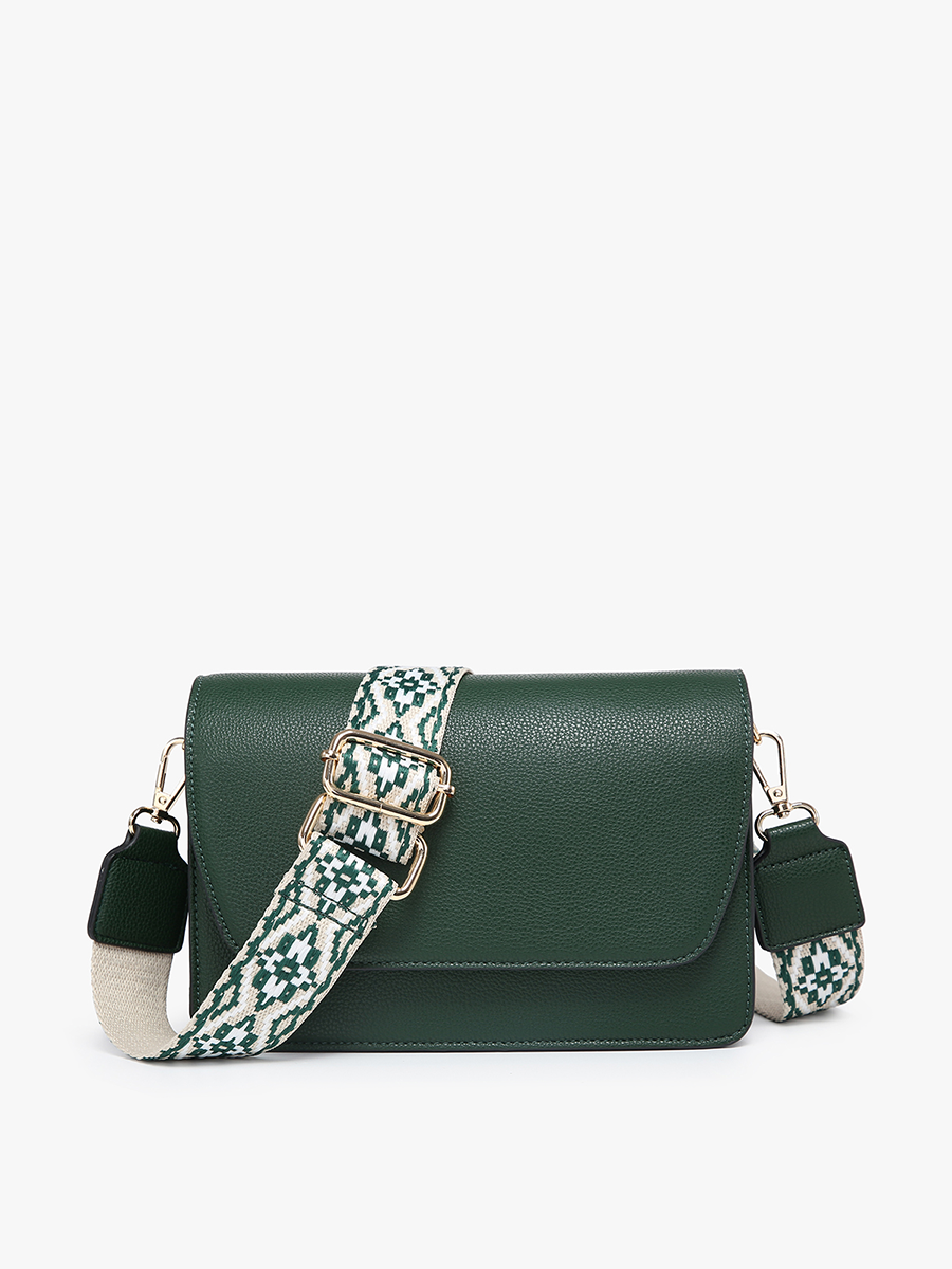 M2278 Noah Flapover Crossbody w/ Guitar Strap: Seafoam