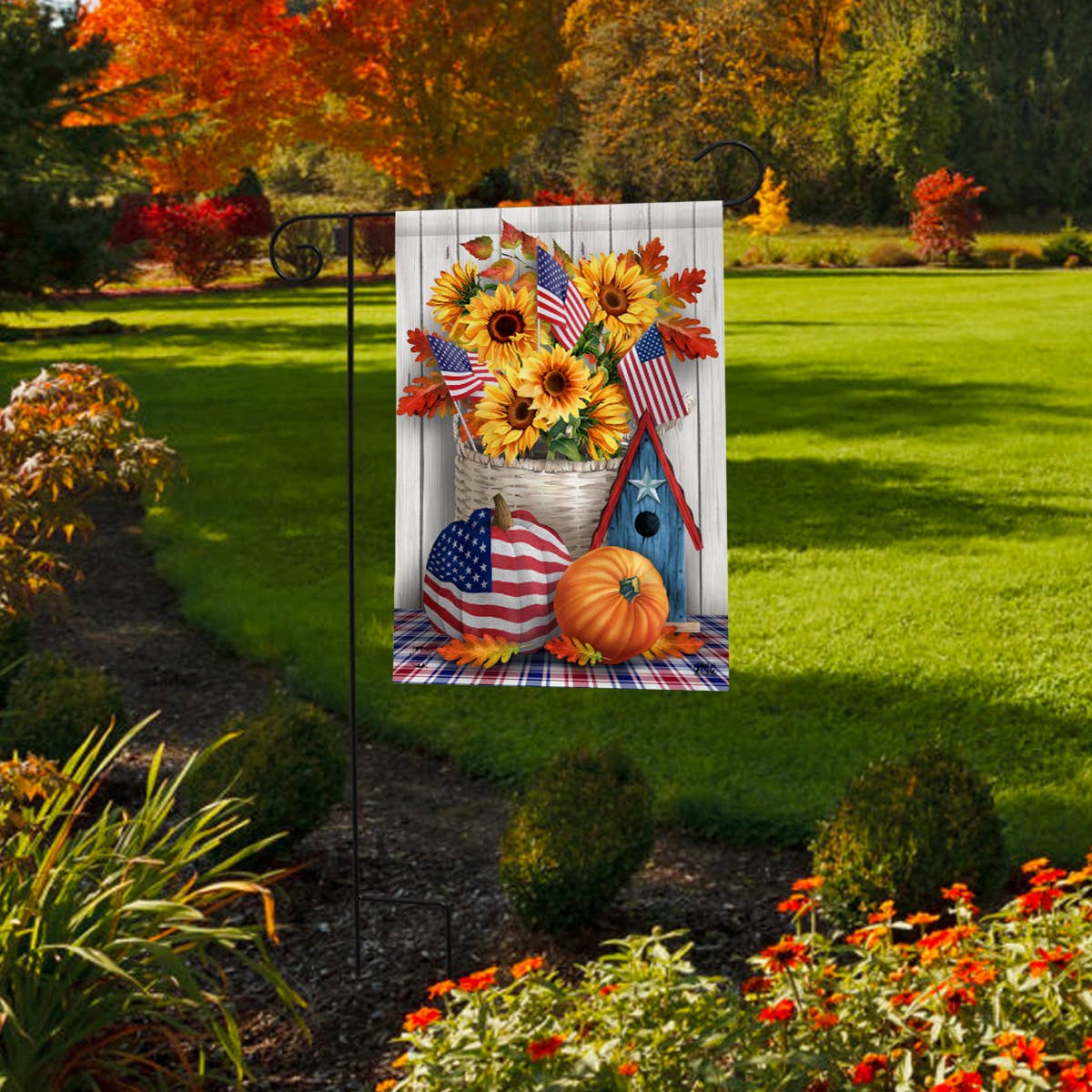 American Autumn Garden Flag 12" x 18" Briarwood Lane