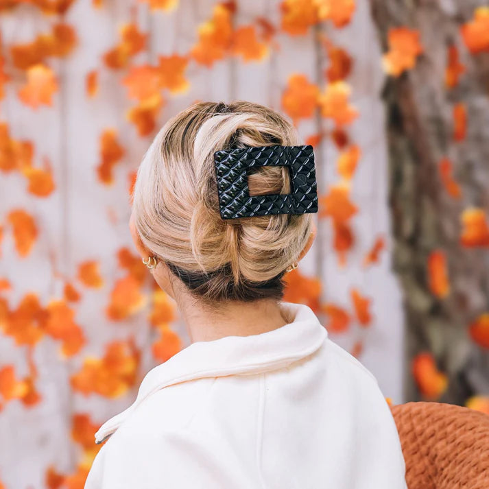 Jet Black Quilted Flat Rectangle Clip