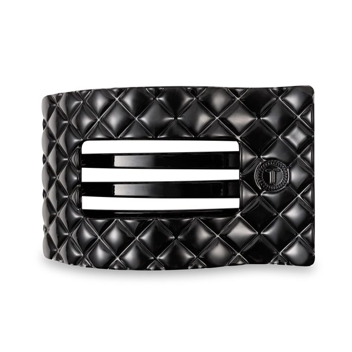 Jet Black Quilted Flat Rectangle Clip