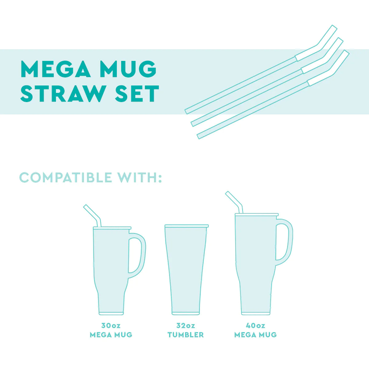 Neon Lime/Orange/Berry Reusable Straw Set (Mega Mugs)
