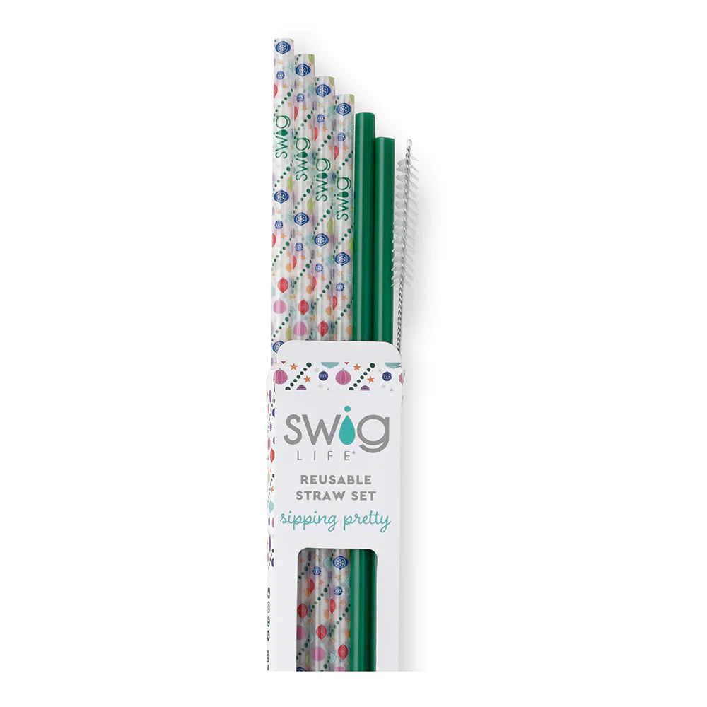 O Christmas Tree + Green Reusable Straw Set