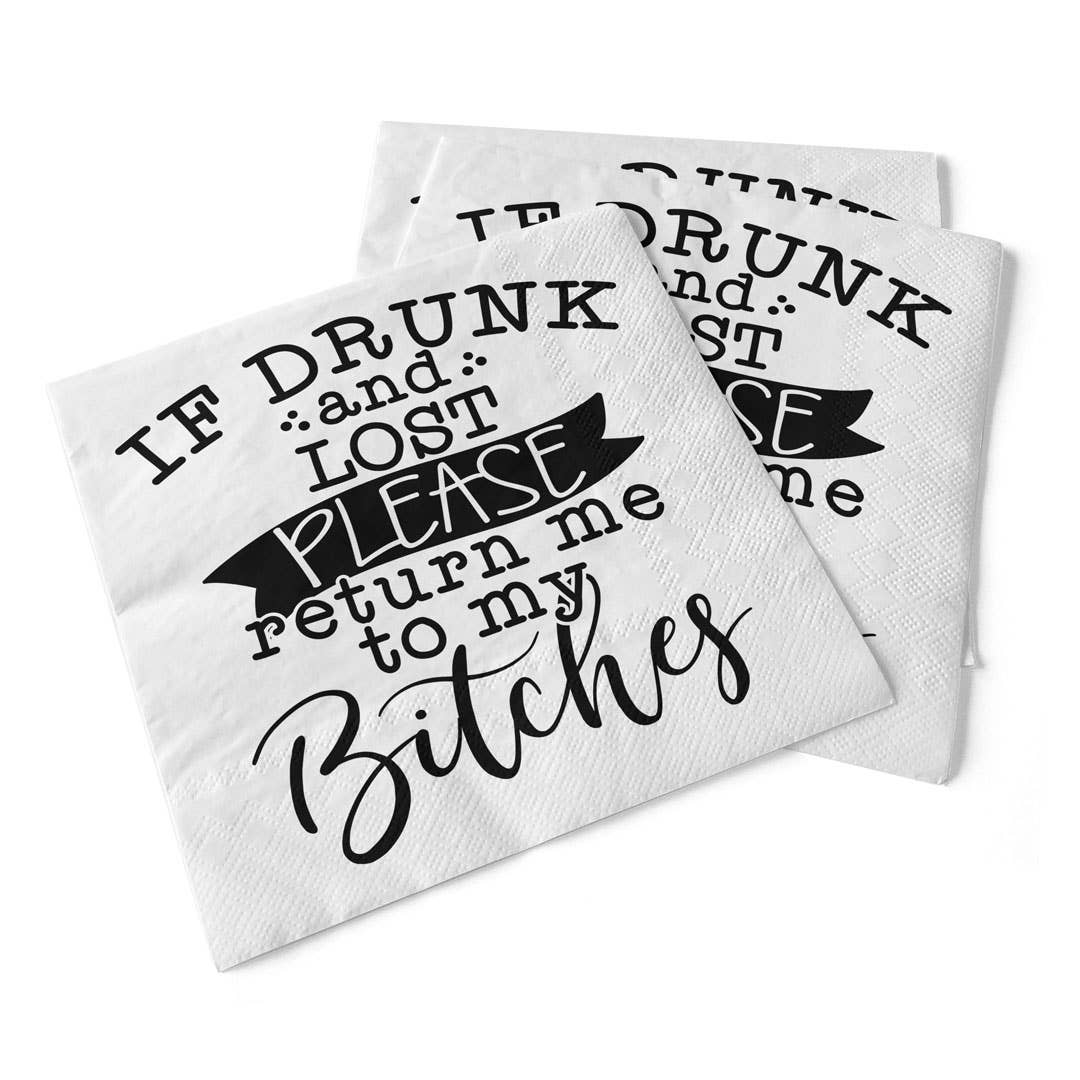 If Drunk And Lost | Beverage Napkins