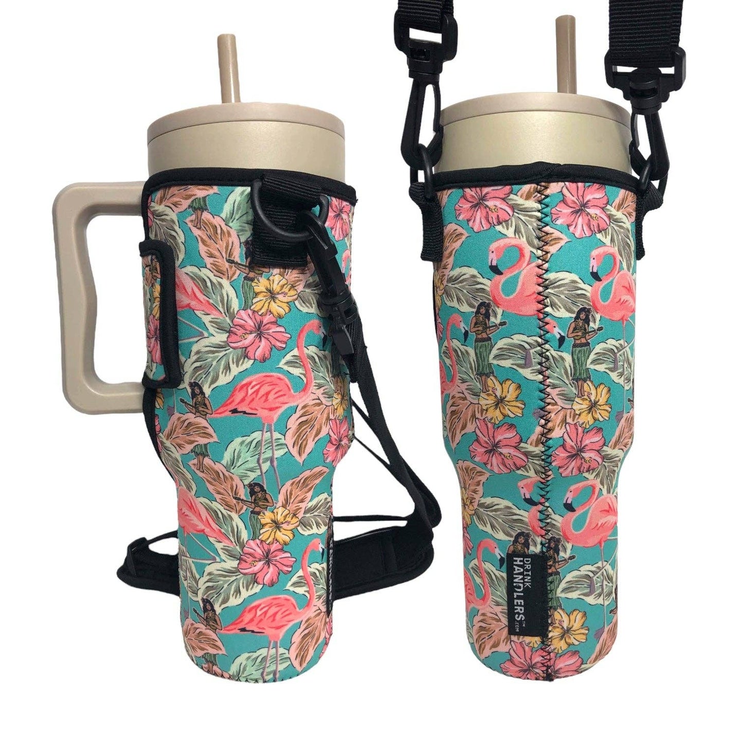 Hawaiian Flamingo 40oz Tumbler With Handle Sleeve