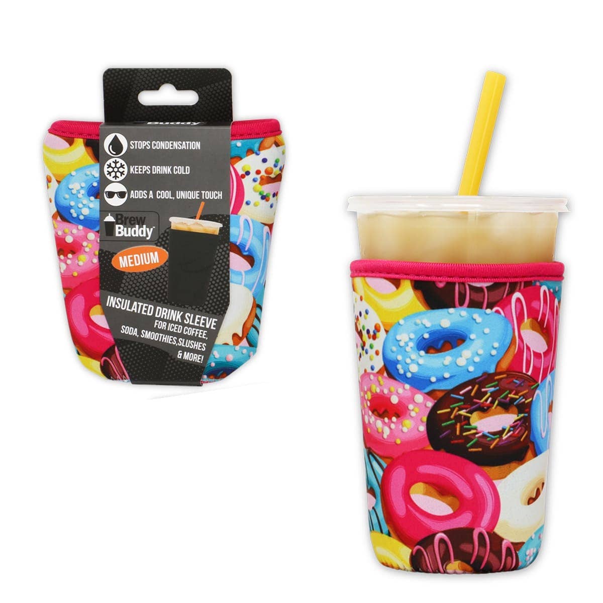 Brew Buddy Insulated Iced Coffee Sleeve - Donuts (Medium)