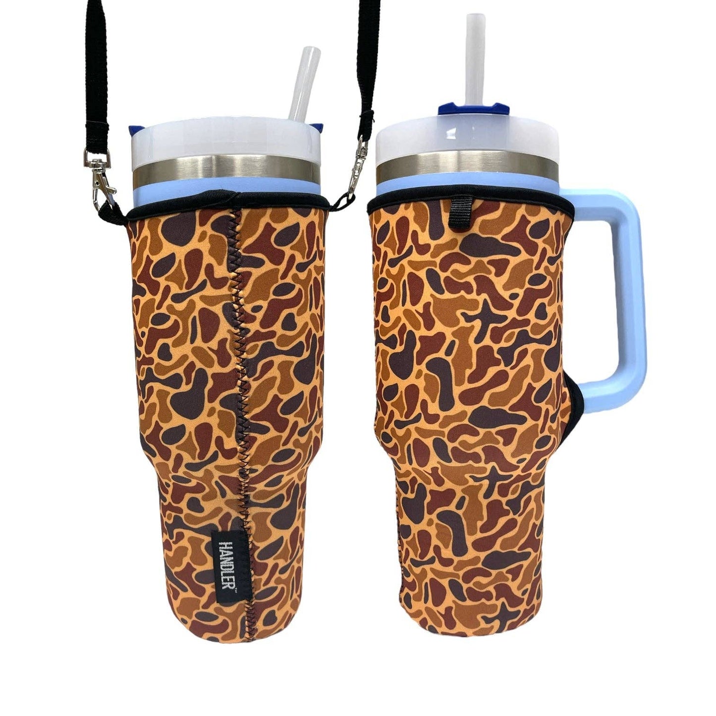 Old School Camo 40oz Tumbler With Handle Sleeve