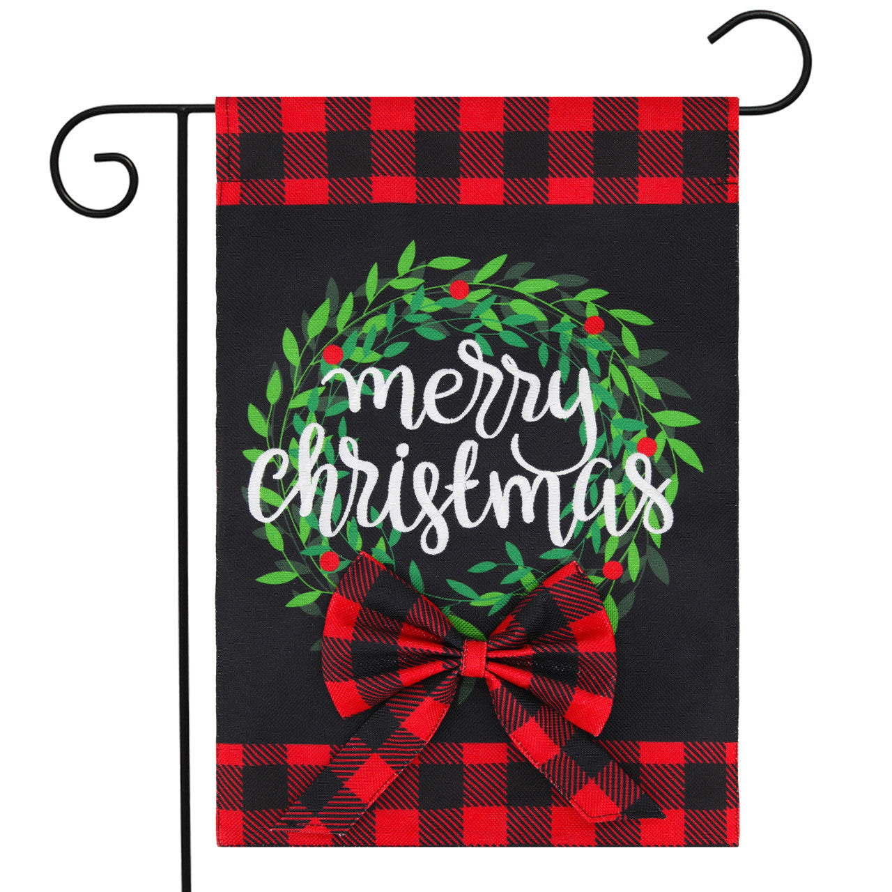 Christmas Wreath Burlap Garden Flag