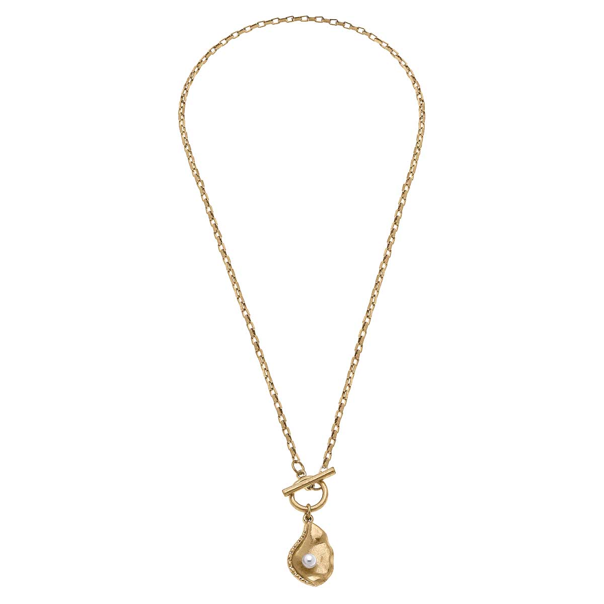 Oyster with Pearl T-Bar Charm Necklace