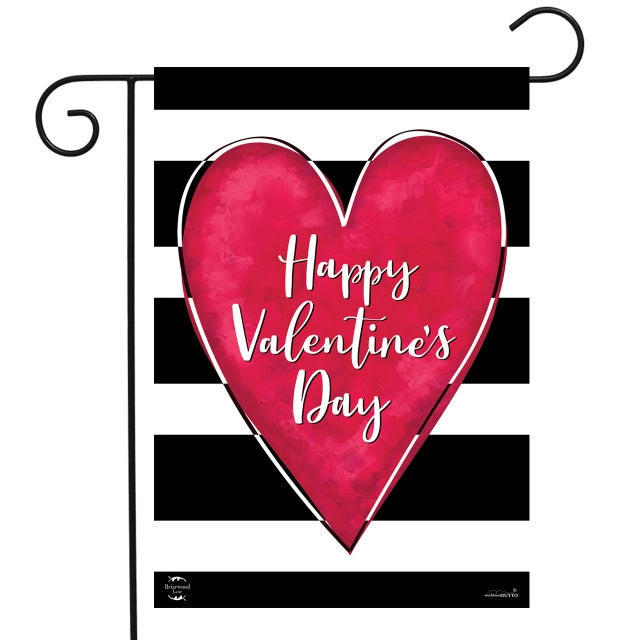 Striped Valentine's Heart Garden Flag