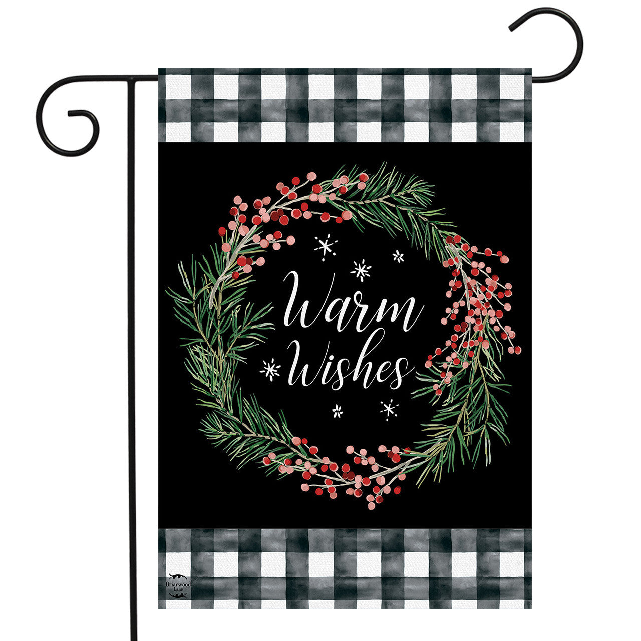 Warm Wishes Wreath Burlap Garden Flag