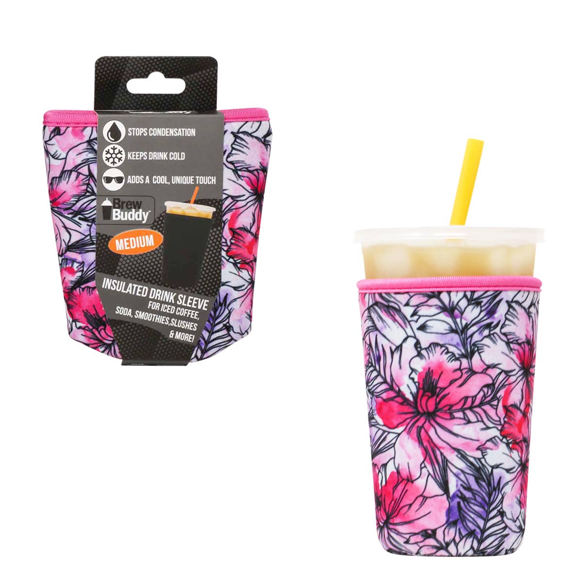 Brew Buddy Insulated Iced Coffee Sleeve - Hibiscus (Medium)