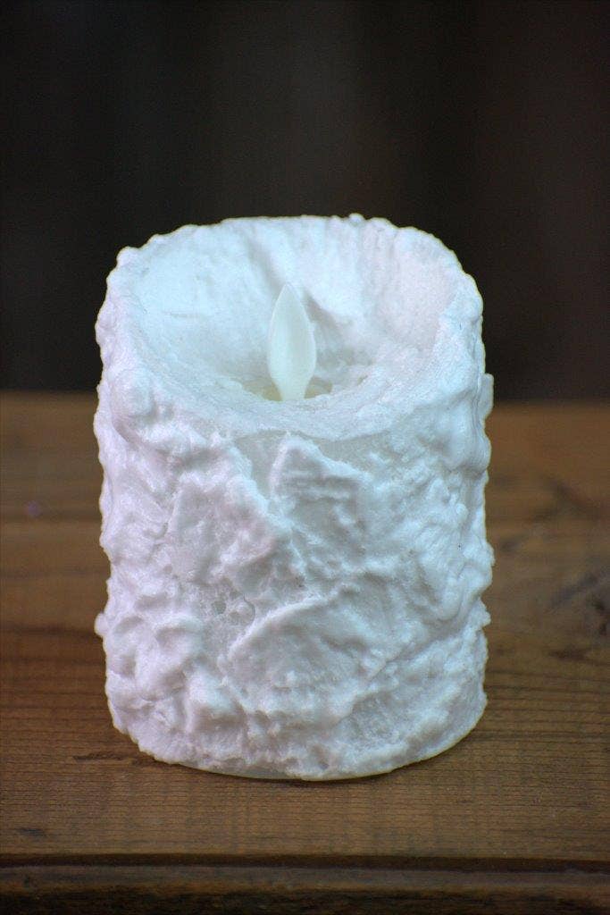 Bumpy White Moving Flame LED Candle 3in by 5in