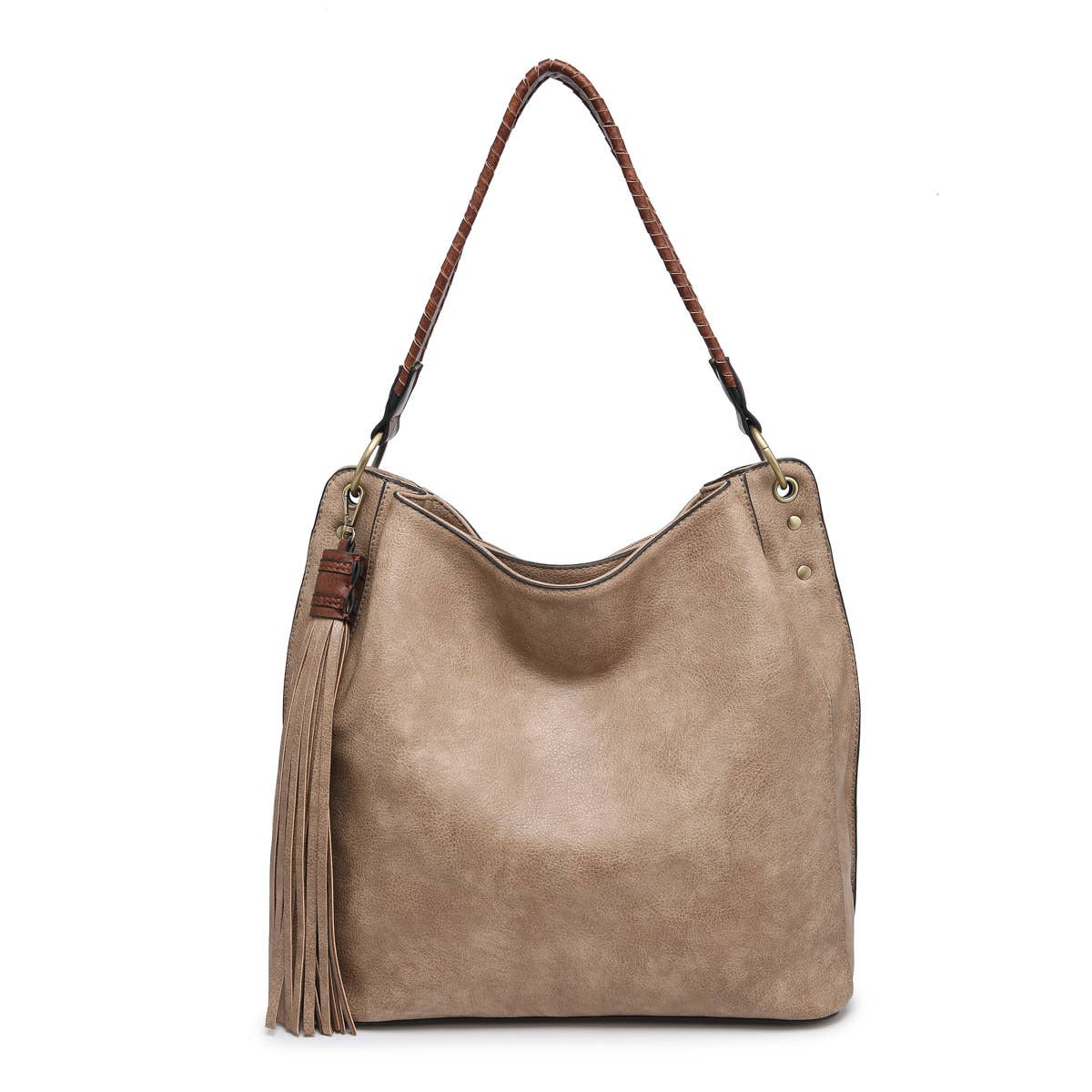 M1861 Amber Three Compartment Tassel Hobo Bag