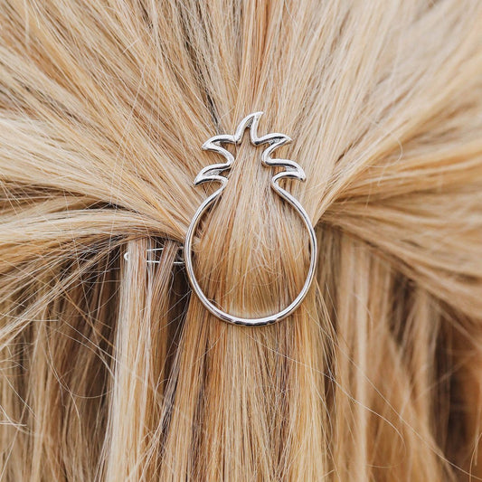 Silver Pineapple Hair Barrette